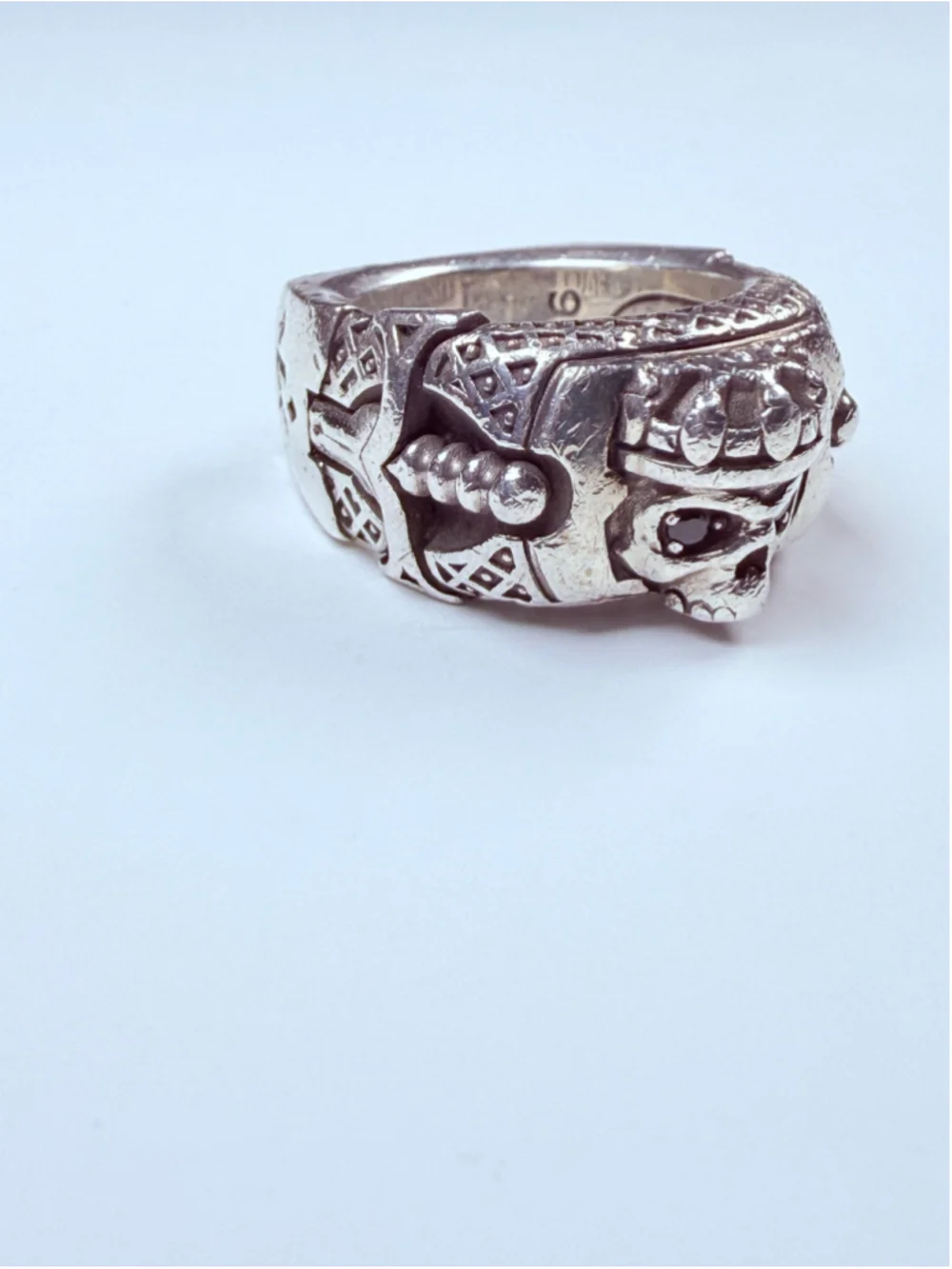 NightRider King's Ring Black Onyx Eyes 925 Sterling Silver Biker Ring $690
